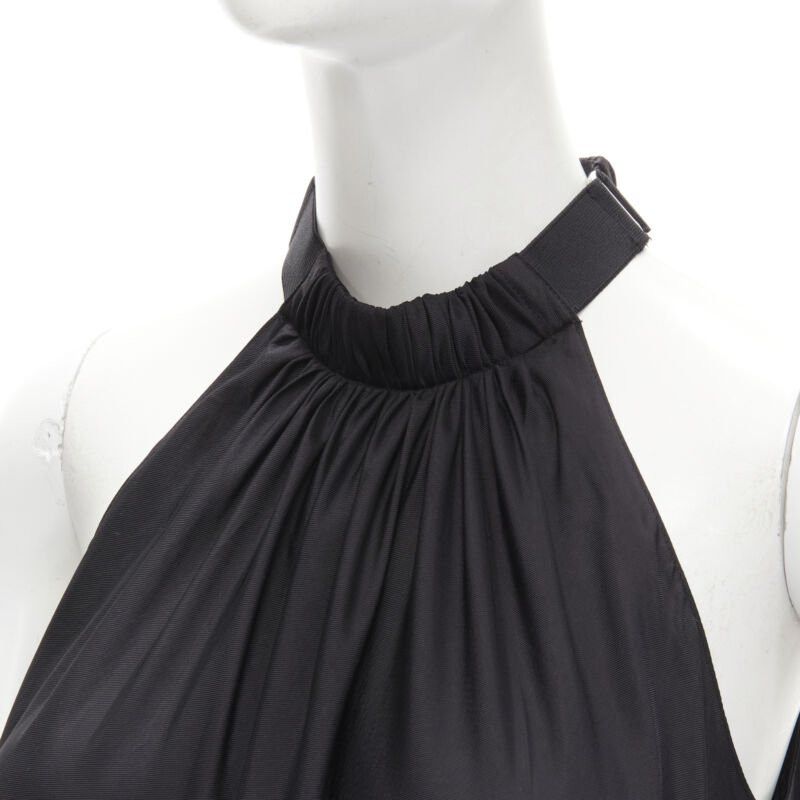 Tibi TIBI black beige polyester patch pocket buckle halter A-line dress US2 S Size S / US 4 / IT 40 - 7 Thumbnail