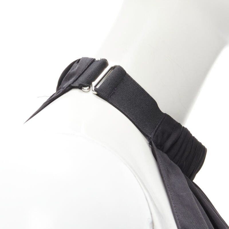 Tibi TIBI black beige polyester patch pocket buckle halter A-line dress US2 S Size S / US 4 / IT 40 - 8 Thumbnail