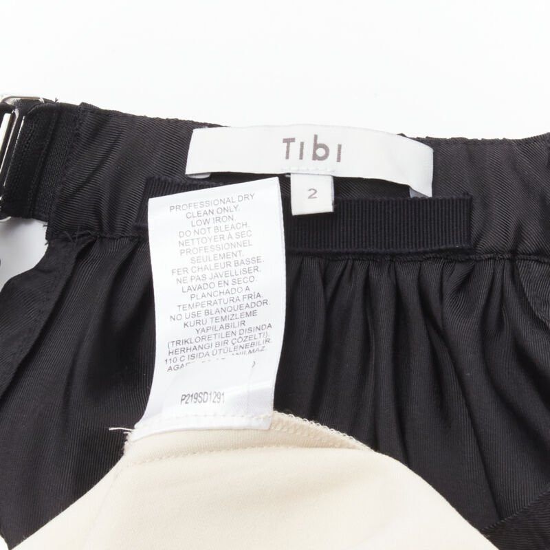 Tibi TIBI black beige polyester patch pocket buckle halter A-line dress US2 S Size S / US 4 / IT 40 - 9 Thumbnail