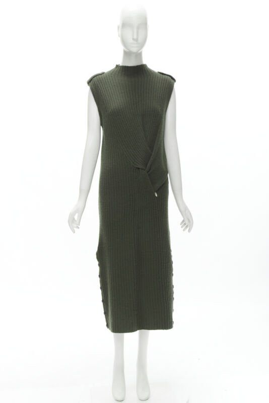 Rag & Bone RAG & BONE 100% merino wool braid detail ribbed button side sweater dress S Size S / US 4 / IT 40 - 10 Thumbnail