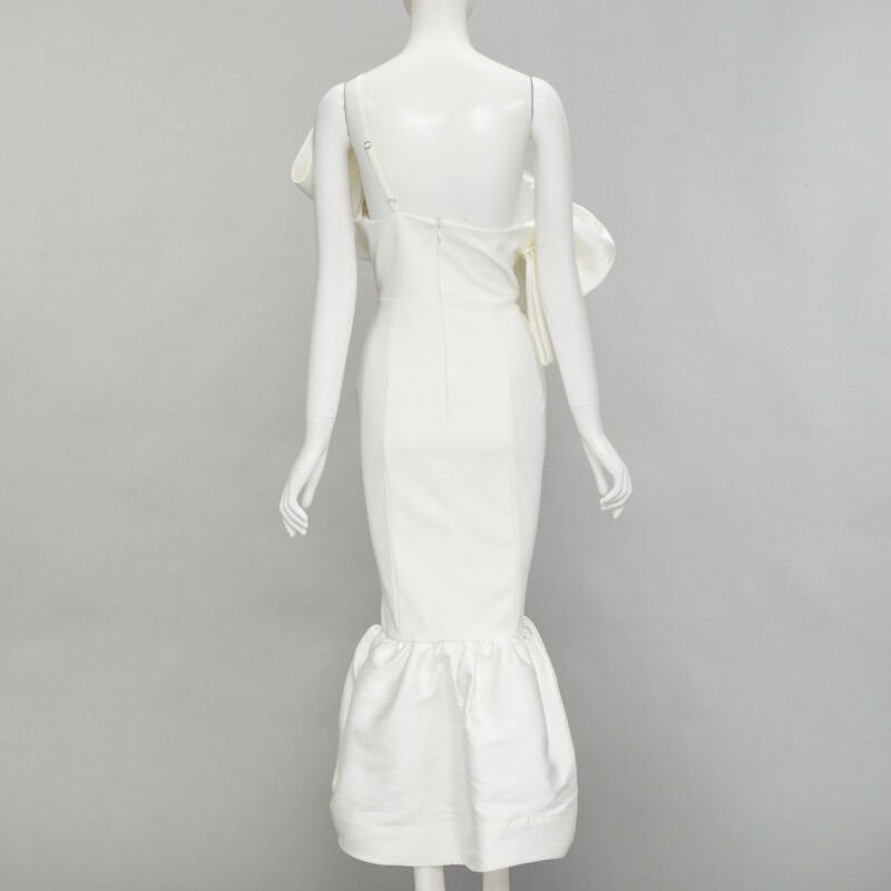 Solace London SOLACE Tove Midi white polyester ruffle cascade shoulder flounce dress UK12 M Size M / US 6-8 / IT 42-44 - 5 Thumbnail