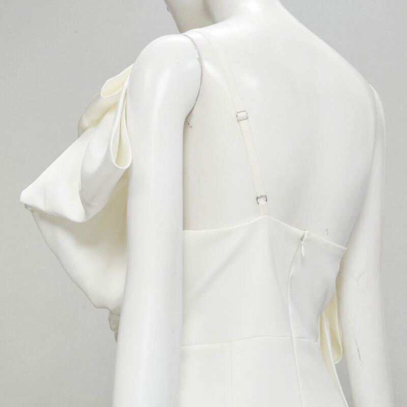Solace London SOLACE Tove Midi white polyester ruffle cascade shoulder flounce dress UK12 M Size M / US 6-8 / IT 42-44 - 7 Thumbnail