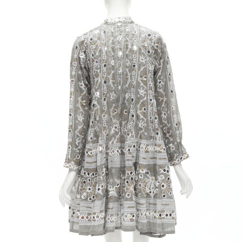 Other JULIET DUNN LONDON grey floral print silver pailette flared hem jacket US2 S Size M / US 6-8 / IT 42-44 - 6 Thumbnail