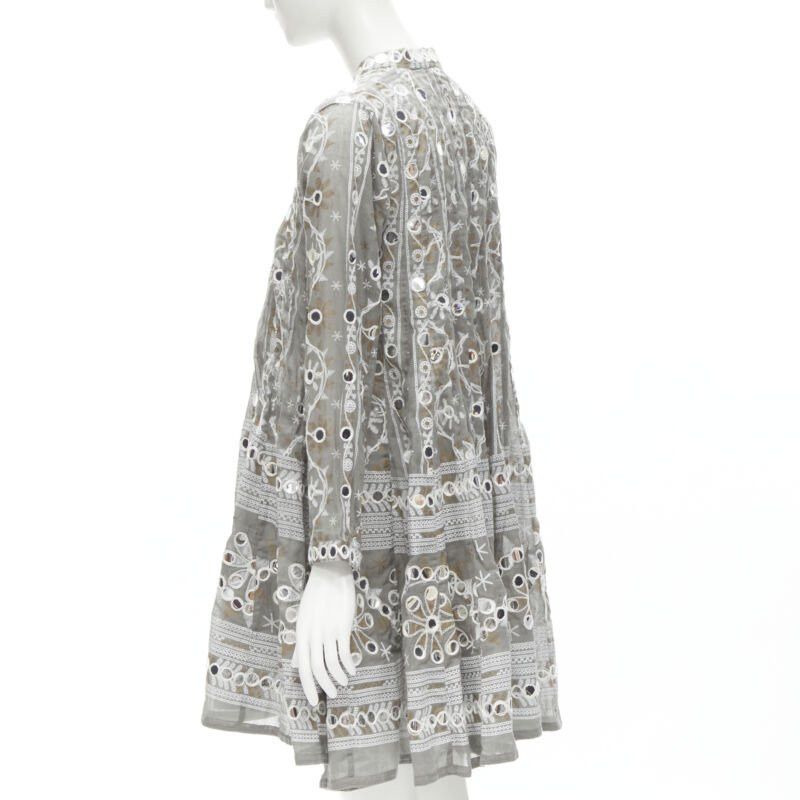 Other JULIET DUNN LONDON grey floral print silver pailette flared hem jacket US2 S Size M / US 6-8 / IT 42-44 - 7 Thumbnail