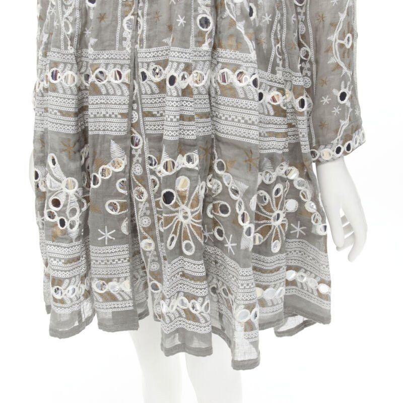 Other JULIET DUNN LONDON grey floral print silver pailette flared hem jacket US2 S Size M / US 6-8 / IT 42-44 - 8 Thumbnail