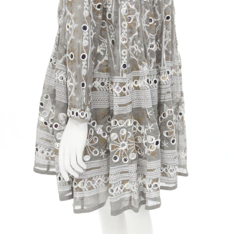 Other JULIET DUNN LONDON grey floral print silver pailette flared hem jacket US2 S Size M / US 6-8 / IT 42-44 - 9 Thumbnail
