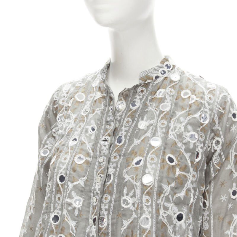 Other JULIET DUNN LONDON grey floral print silver pailette flared hem jacket US2 S Size M / US 6-8 / IT 42-44 - 2 Thumbnail