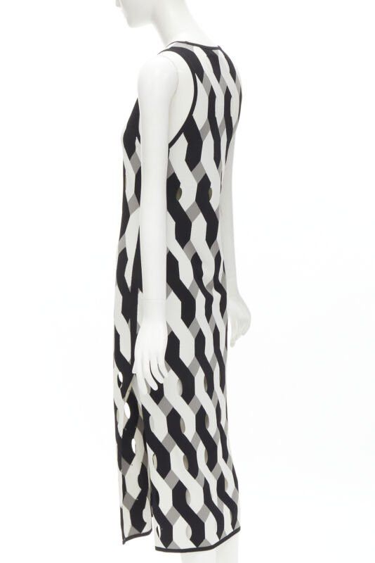 Rag & Bone RAG & BONE black grey geometric woven cut out knitted dress S Size S / US 4 / IT 40 - 6 Thumbnail