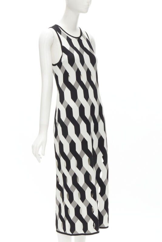 Rag & Bone RAG & BONE black grey geometric woven cut out knitted dress S Size S / US 4 / IT 40 - 3 Thumbnail