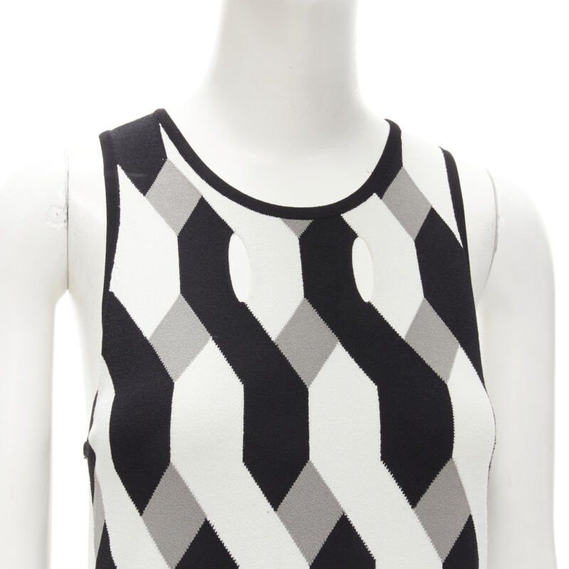 Rag & Bone RAG & BONE black grey geometric woven cut out knitted dress S Size S / US 4 / IT 40 - 2 Thumbnail