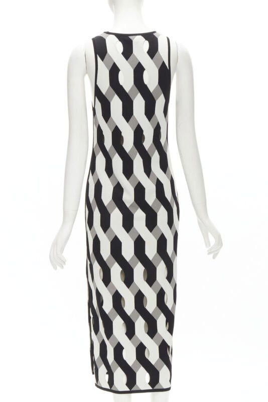Rag & Bone RAG & BONE black grey geometric woven cut out knitted dress S Size S / US 4 / IT 40 - 5 Thumbnail