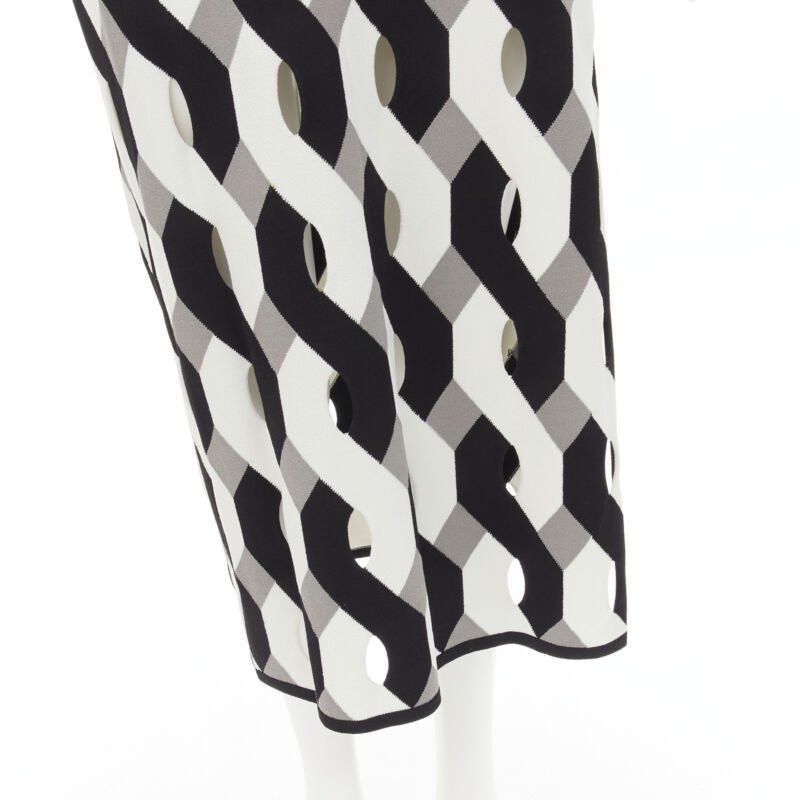 Rag & Bone RAG & BONE black grey geometric woven cut out knitted dress S Size S / US 4 / IT 40 - 9 Thumbnail