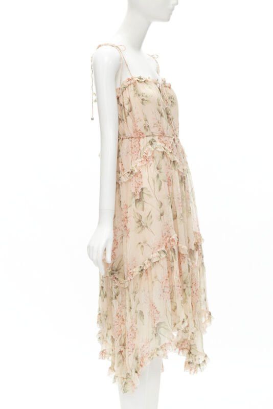 Zimmermann ZIMMERMANN 100% silk blush pink floral print ruffle trim summer dress Sz.1 S Size XS / US 0-2 / IT 36-38 - 3 Thumbnail