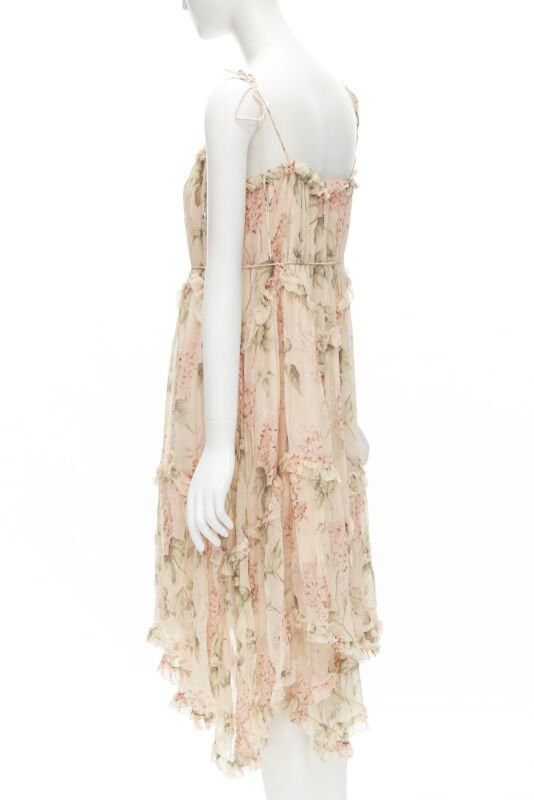 Zimmermann ZIMMERMANN 100% silk blush pink floral print ruffle trim summer dress Sz.1 S Size XS / US 0-2 / IT 36-38 - 6 Thumbnail