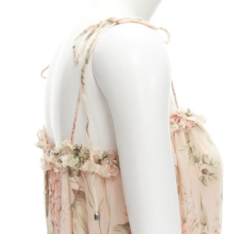 Zimmermann ZIMMERMANN 100% silk blush pink floral print ruffle trim summer dress Sz.1 S Size XS / US 0-2 / IT 36-38 - 2 Thumbnail