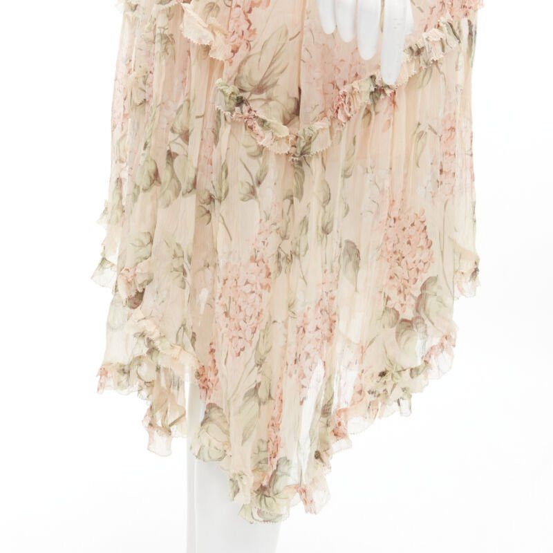 Zimmermann ZIMMERMANN 100% silk blush pink floral print ruffle trim summer dress Sz.1 S Size XS / US 0-2 / IT 36-38 - 7 Thumbnail