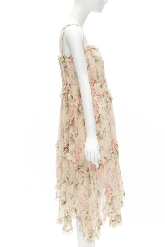 Zimmermann ZIMMERMANN 100% silk blush pink floral print ruffle trim summer dress Sz.1 S Size XS / US 0-2 / IT 36-38 - 4 Thumbnail