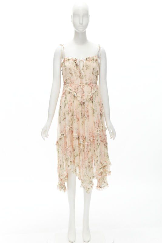 Zimmermann ZIMMERMANN 100% silk blush pink floral print ruffle trim summer dress Sz.1 S Size XS / US 0-2 / IT 36-38 - 9 Thumbnail