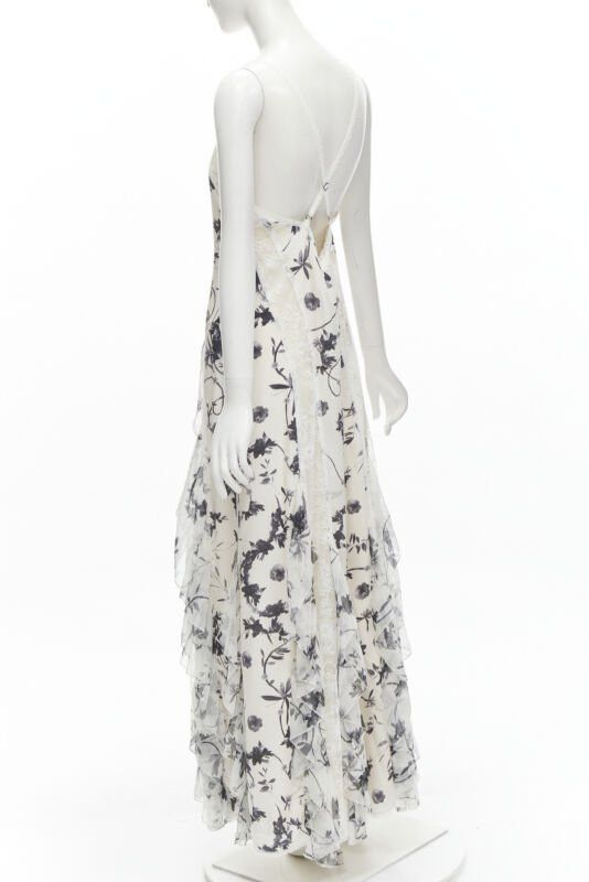 Alice + Olivia new ALICA OLVIA Floral Crown 100% silk printed lace trim ruffle maxi dress US6 M Size M / US 6-8 / IT 42-44 - 6 Thumbnail