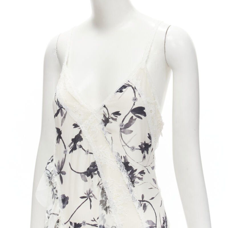 Alice + Olivia new ALICA OLVIA Floral Crown 100% silk printed lace trim ruffle maxi dress US6 M Size M / US 6-8 / IT 42-44 - 7 Thumbnail