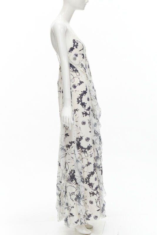 Alice + Olivia new ALICA OLVIA Floral Crown 100% silk printed lace trim ruffle maxi dress US6 M Size M / US 6-8 / IT 42-44 - 4 Thumbnail