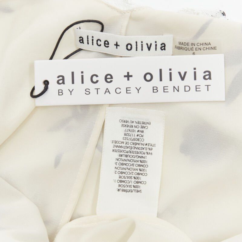 Alice + Olivia new ALICA OLVIA Floral Crown 100% silk printed lace trim ruffle maxi dress US6 M Size M / US 6-8 / IT 42-44 - 9 Thumbnail
