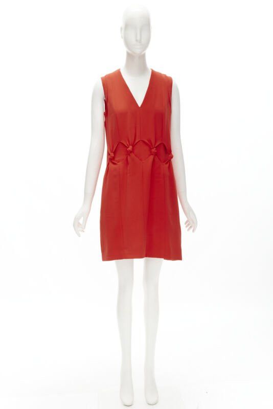 Victoria Beckham VVB VICTORIA BECKHAM red polyester crepe knot detail cocktail dress UK8 S Size S / US 4 / IT 40 - 10 Thumbnail