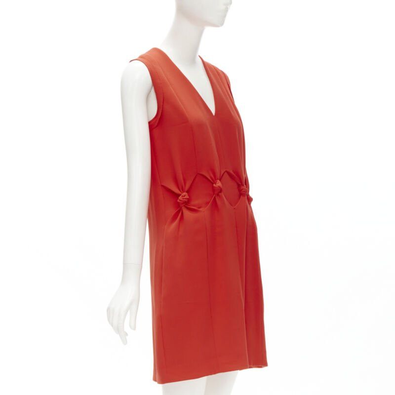 Victoria Beckham VVB VICTORIA BECKHAM red polyester crepe knot detail cocktail dress UK8 S Size S / US 4 / IT 40 - 3 Thumbnail
