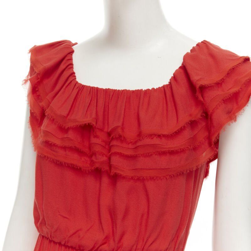 Alice + Olivia ALICE OLIVIA frayed edge ruffle collar lace trim maxi dress US2 S Size S / US 4 / IT 40 - 7 Thumbnail