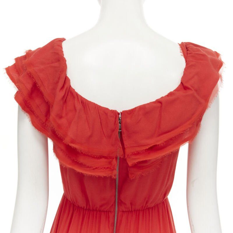 Alice + Olivia ALICE OLIVIA frayed edge ruffle collar lace trim maxi dress US2 S Size S / US 4 / IT 40 - 8 Thumbnail