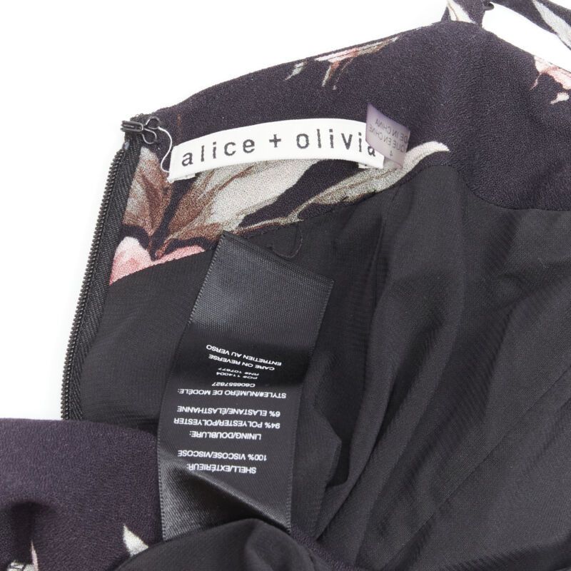 Alice + Olivia ALICE OLIVIA black pink rose floral print viscose midi slip dress US4 S Size S / US 4 / IT 40 - 9 Thumbnail