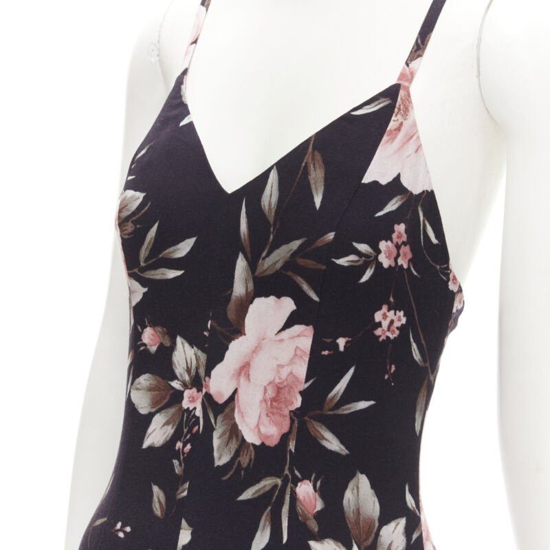 Alice + Olivia ALICE OLIVIA black pink rose floral print viscose midi slip dress US4 S Size S / US 4 / IT 40 - 2 Thumbnail