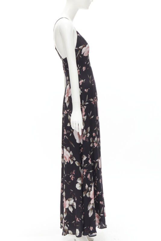 Alice + Olivia ALICE OLIVIA black pink rose floral print viscose midi slip dress US4 S Size S / US 4 / IT 40 - 4 Thumbnail