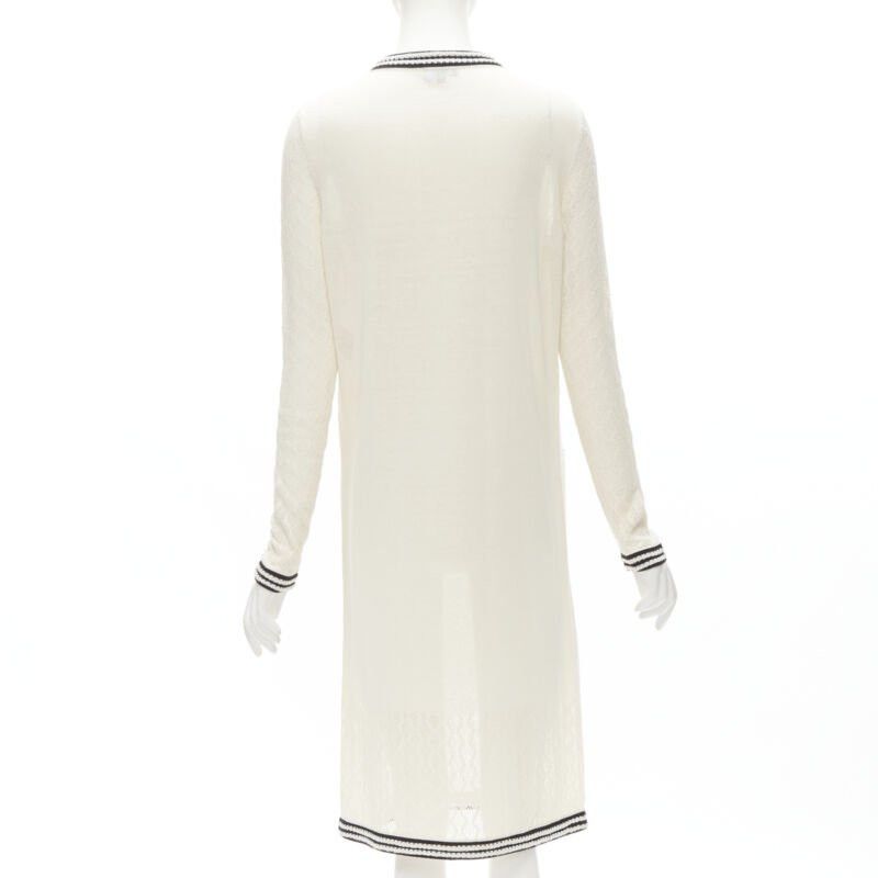 Chanel CHANEL cream beige 4-pocket black CC crochet knit midi dress FR38 S Size M / US 6-8 / IT 42-44 - 5 Thumbnail