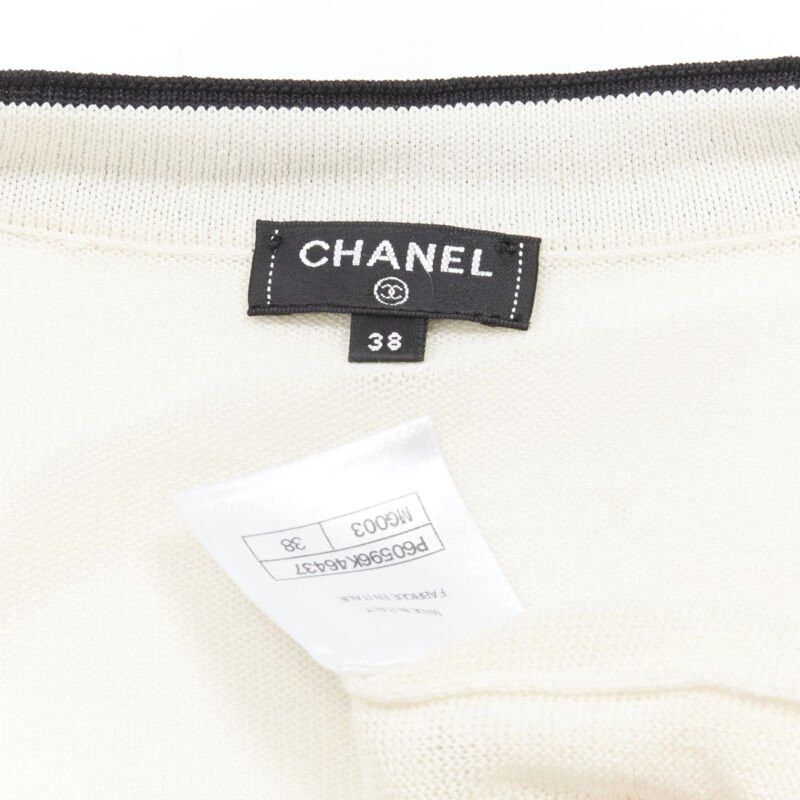 Chanel CHANEL cream beige 4-pocket black CC crochet knit midi dress FR38 S Size M / US 6-8 / IT 42-44 - 10 Thumbnail
