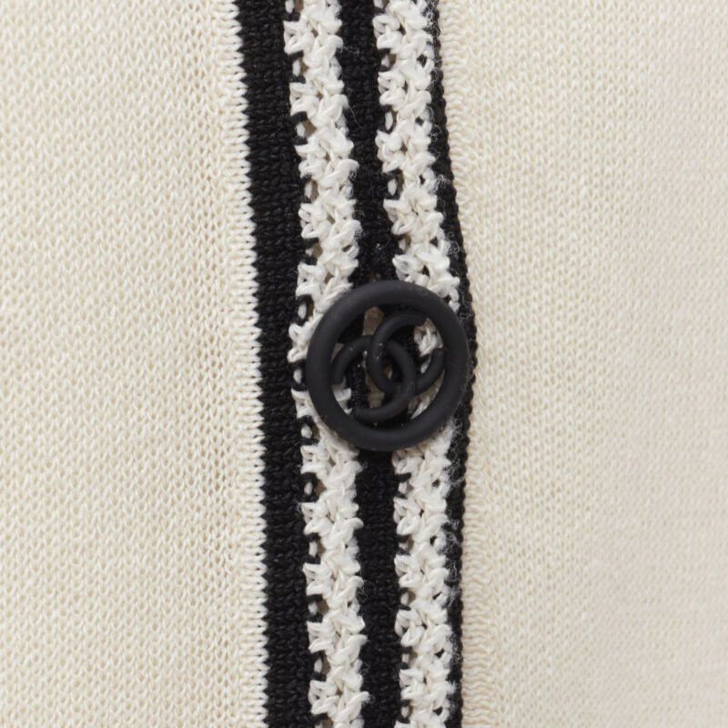 Chanel CHANEL cream beige 4-pocket black CC crochet knit midi dress FR38 S Size M / US 6-8 / IT 42-44 - 2 Thumbnail