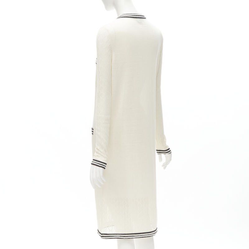 Chanel CHANEL cream beige 4-pocket black CC crochet knit midi dress FR38 S Size M / US 6-8 / IT 42-44 - 6 Thumbnail