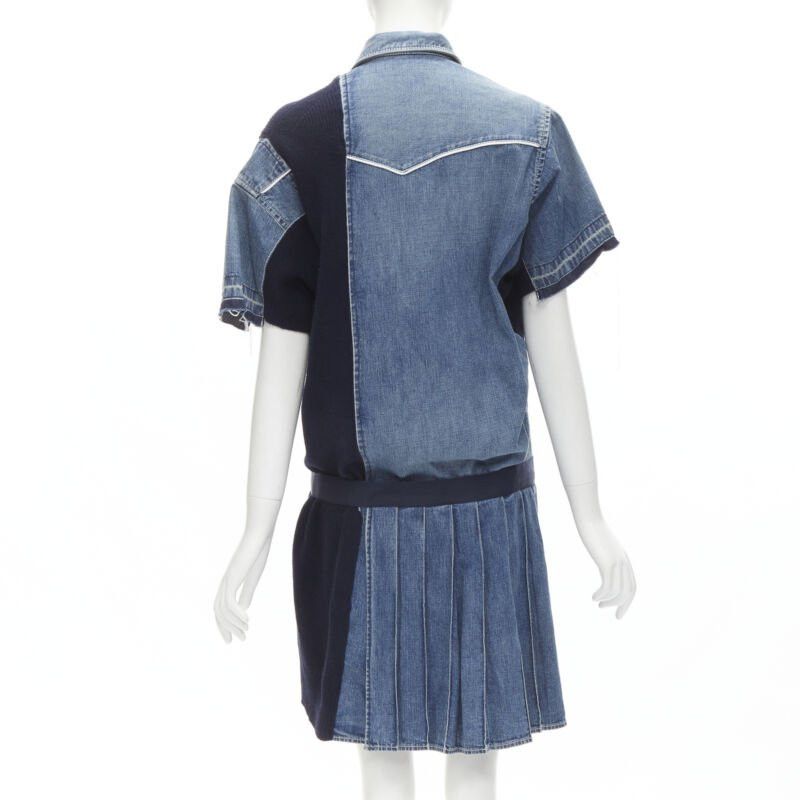 Sacai SACAI 2018 washed denim knit insert belted skirt dress JP3 L Size M / US 6-8 / IT 42-44 - 5 Thumbnail