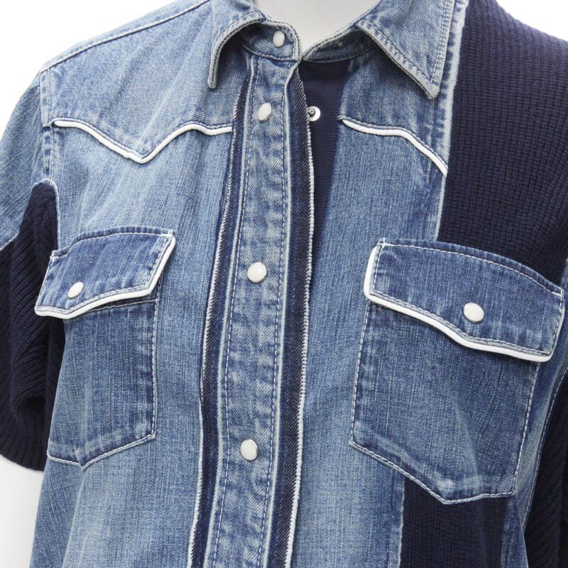 Sacai SACAI 2018 washed denim knit insert belted skirt dress JP3 L Size M / US 6-8 / IT 42-44 - 7 Thumbnail