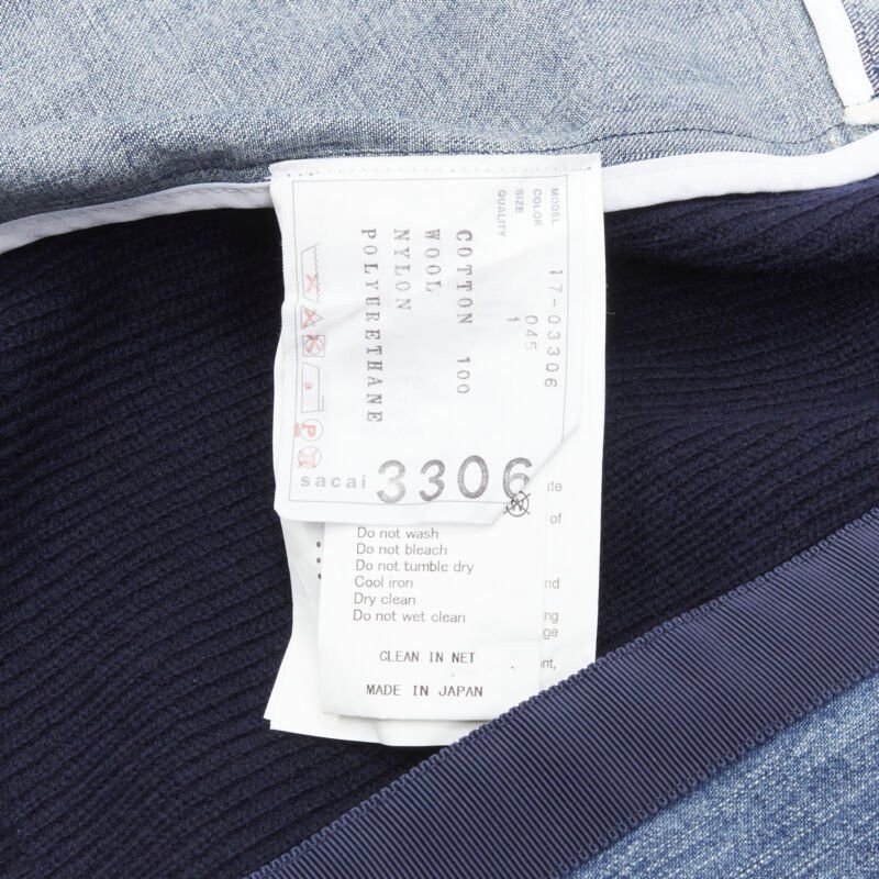Sacai SACAI 2018 washed denim knit insert belted skirt dress JP3 L Size M / US 6-8 / IT 42-44 - 9 Thumbnail