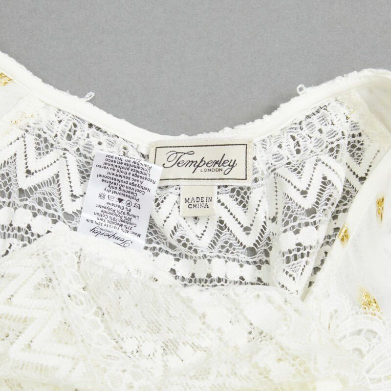 Temperley London TEMPERLEY LONDON white sheer gold jacquard crochet lace bohemian top US4 S Size S / US 4 / IT 40 - 9 Thumbnail