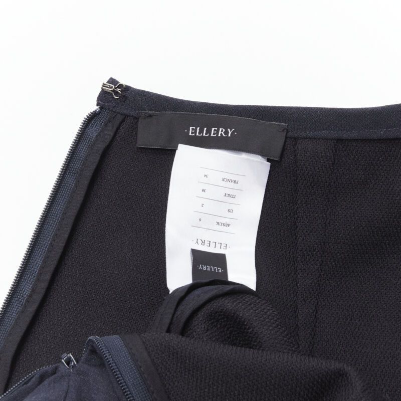 ELLERY ELLERY navy polyester wool white cross hatch stitching flared skirt US2 XS Size 27" / US 4 / IT 40 - 8 Thumbnail
