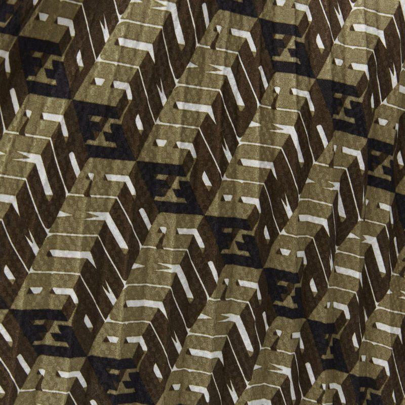 Fendi FENDI Roma Amor brown gold graphic print pleated plisse silk skirt IT42 M Size 28" / US 6 / IT 42 - 7 Thumbnail