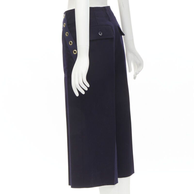 Sacai SACAI 2016 navy wool gold grommet stud trim wide leg culotte pants JP2 M Size 28" / US 6 / IT 42 - 6 Thumbnail