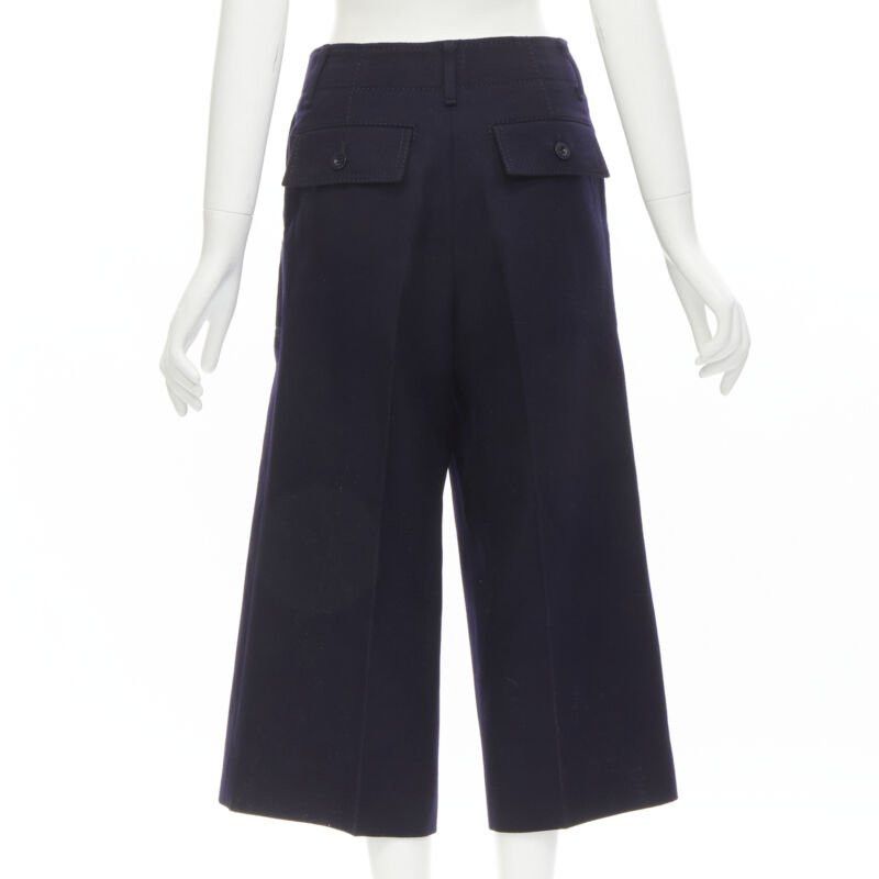 Sacai SACAI 2016 navy wool gold grommet stud trim wide leg culotte pants JP2 M Size 28" / US 6 / IT 42 - 5 Thumbnail