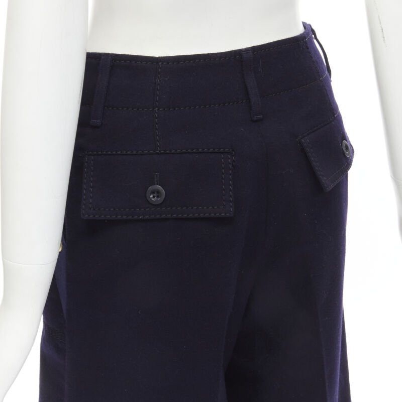 Sacai SACAI 2016 navy wool gold grommet stud trim wide leg culotte pants JP2 M Size 28" / US 6 / IT 42 - 7 Thumbnail