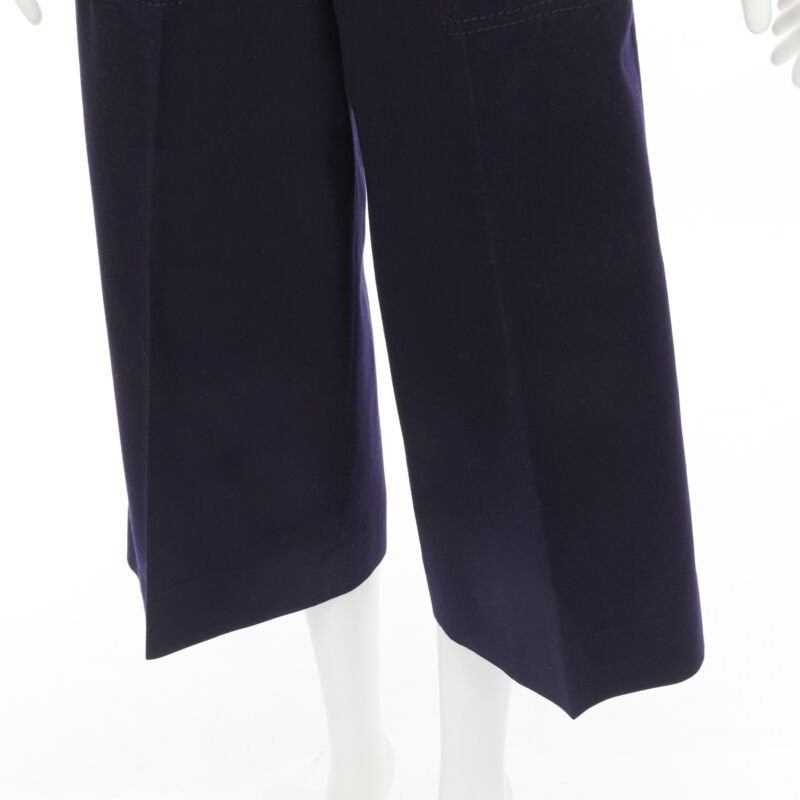 Sacai SACAI 2016 navy wool gold grommet stud trim wide leg culotte pants JP2 M Size 28" / US 6 / IT 42 - 8 Thumbnail