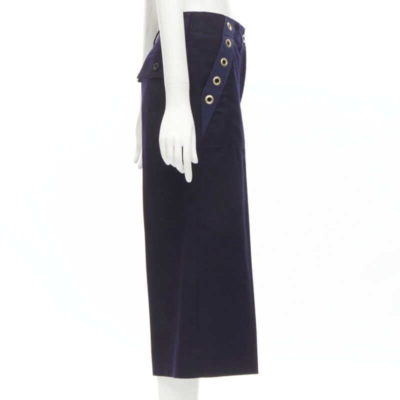 Sacai SACAI 2016 navy wool gold grommet stud trim wide leg culotte pants JP2 M Size 28" / US 6 / IT 42 - 4 Thumbnail