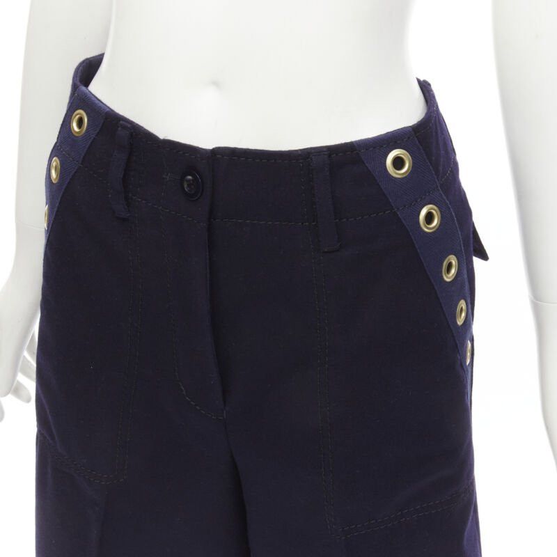 Sacai SACAI 2016 navy wool gold grommet stud trim wide leg culotte pants JP2 M Size 28" / US 6 / IT 42 - 2 Thumbnail