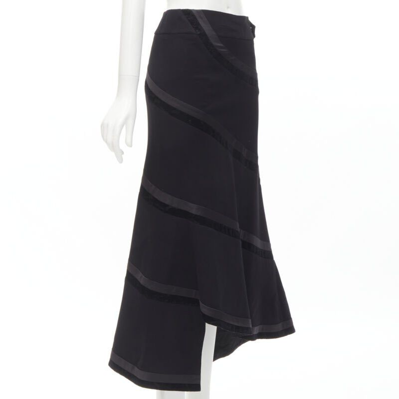 Other RHIE black velvet spiral trim flared midi skirt US4 S Size 27" / US 4 / IT 40 - 3 Thumbnail